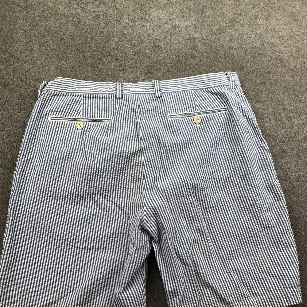 Vineyard Vines Shorts Mens 36 Blue Striped Chino Flat Front 10 Inseam Seersucker
